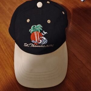 Embroidered Palm Baseball Cap - Black & Cream